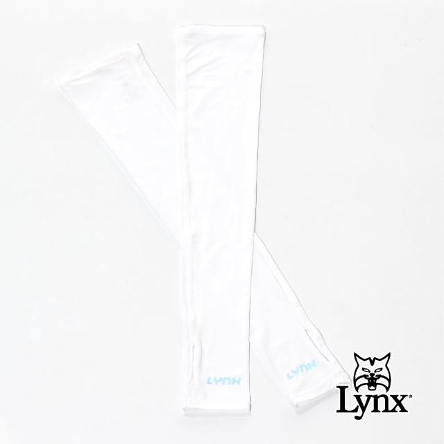 【Lynx Golf】女款吸排抗UV機能涼感超彈力Lynx字樣印花指套設計袖套(白色)