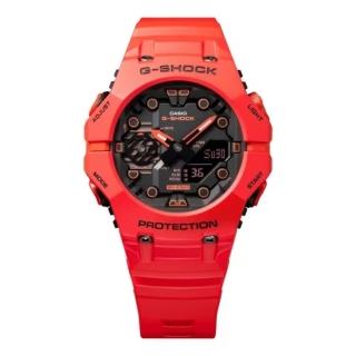 【CASIO 卡西歐】G-SHOCK 藍牙連線 碳纖維防護 雙顯手錶-火焰紅(GA-B001-4A)