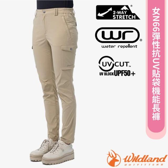 【Wildland 荒野】女 N66彈性抗UV貼袋機能長褲.休閒運動長褲(0B11305-121 小麥色)