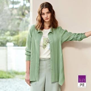 【ILEY 伊蕾】高級壓摺剪接設計襯衫外套(綠色；M-XL；1231064019)