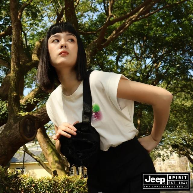 【JEEP】女裝 炫彩LOGO圖騰短袖T恤(白色)