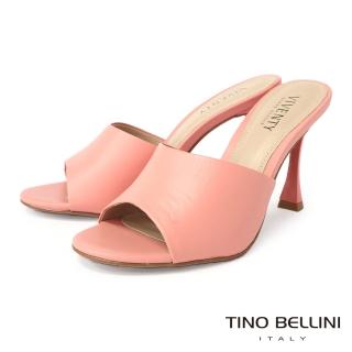【TINO BELLINI 貝里尼】巴西進口淡雅氣質牛皮高跟涼拖鞋FSTV001(粉)