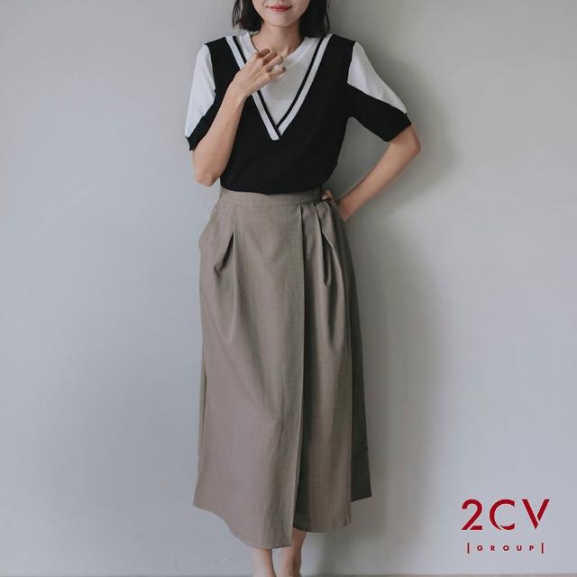 【2CV】韓系氣質設計感皺摺長裙ND015(順身顯瘦)