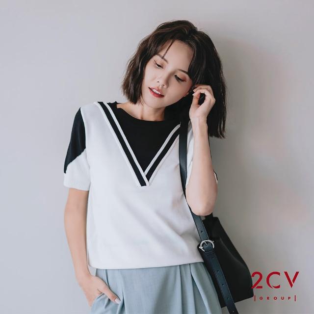 【2CV】經典不敗V領針織上衣-兩色NU090(MOMO獨家販售)