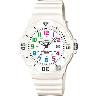 【CASIO 卡西歐】交換禮物 迷你運動風指針手錶-彩色x白(LRW-200H-7BVDF)