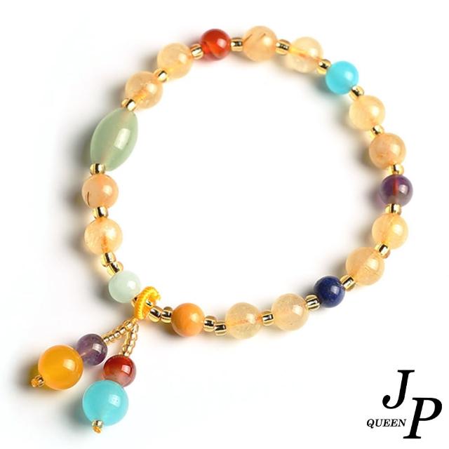 【Jpqueen】金髮晶珠復古瑪瑙多色串珠手鍊(黃色)