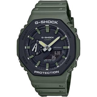 【CASIO 卡西歐】G-SHOCK 街頭軍事系列八角電子錶-軍綠 畢業禮物(GA-2110SU-3A)