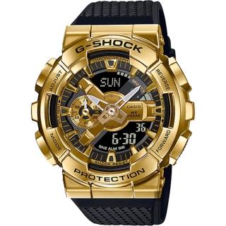 【CASIO 卡西歐】G-SHOCK 重金屬工業風雙顯錶-黑金 畢業禮物(GM-110G-1A9)