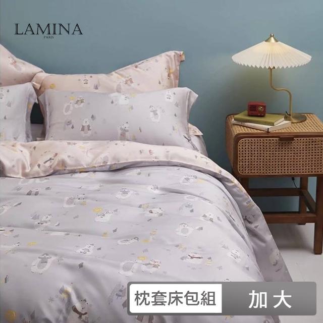 【LAMINA】加大 100%萊賽爾天絲枕套床包組-5款任選(可愛花色)