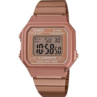 【CASIO 卡西歐】交換禮物 復古文青大數字電子錶-玫瑰金 女王節(B650WC-5ADF)