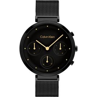 【Calvin Klein 凱文克萊】CK 極簡日曆女錶-黑/36.5mm(25200288)