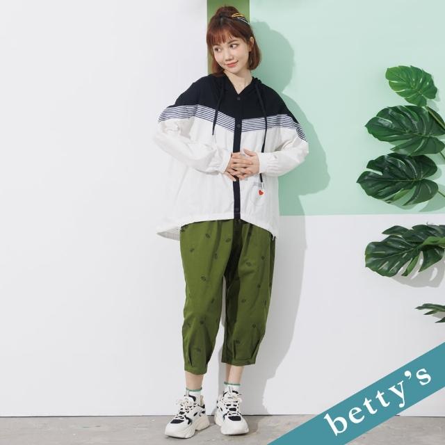 【betty’s 貝蒂思】鬆緊刺繡休閒直筒褲(綠色)