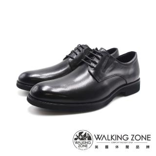 【WALKING ZONE】男 側V口彈力紳仕皮鞋 男鞋(黑色)