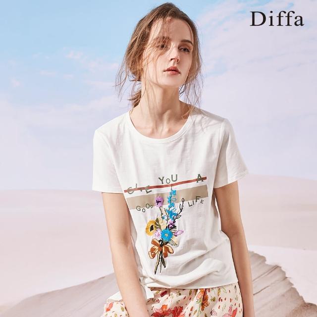【Diffa】花卉電繡針織衫-女