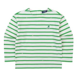 【KANGOL】韓國-KIDS 左胸小袋鼠條紋長袖T恤-果綠色(W23SN003GR)