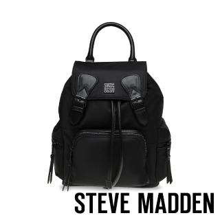 【STEVE MADDEN】BWILDS 時尚有型 超大容量軍旅後背包(黑色)
