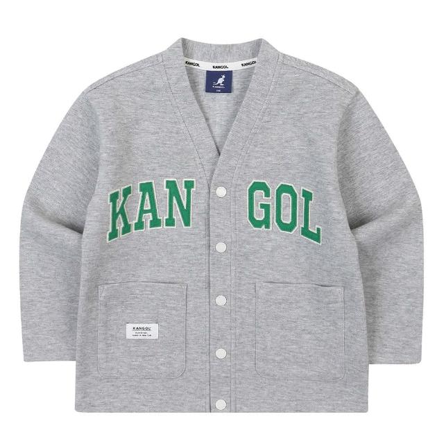 【KANGOL】韓國-KIDS 英文字母雙口袋開襟衫-灰色(W23SL005GY)