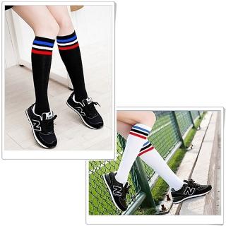 【本之豐】8雙組 棉質細針半統條紋 足球襪 半統襪(MIT 黑色、白色)