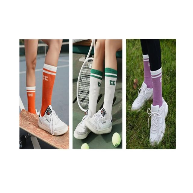【FIZZCOCO】現貨 抗菌防臭復古中筒運動襪 女戶外運動滑板跑步舒適吸汗(共3色)