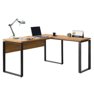 【AT HOME】5尺黃金橡木色L型鐵藝書桌/電腦桌/工作桌 現代簡約(康迪仕)