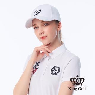 【KING GOLF】速達-實體同步款-LOGO刺繡可調節式球帽(白色)
