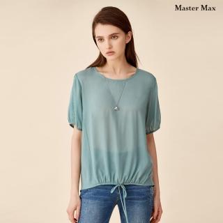 【Master Max】袖子蕾絲簍空設計圓領短袖雪紡上衣(822706205)
