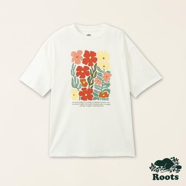【Roots】Roots女裝- 喚起自然之心系列 彩色花卉有機棉短袖T恤(白色)