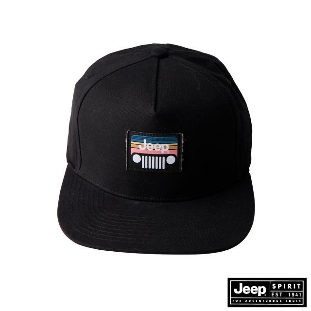 【JEEP】品牌LOGO車頭燈貼布設計休閒帽(黑色)