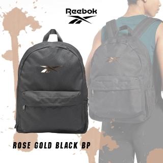 【REEBOK】包包 Rose Gold 男女款 黑 玫瑰金 後背包 雙肩包 基本款 防潑水(GS0250)
