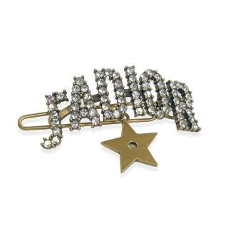 【Dior 迪奧】水鑽JADIOR 施華洛世奇水晶 星星吊墜 金色 復古髮夾 瀏海夾(E1648PTCMT300U)