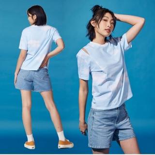 【Lee 官方旗艦】女裝 短袖T恤 / 藍天白雲 晴空藍 Boyfriend版型(LB302042669)