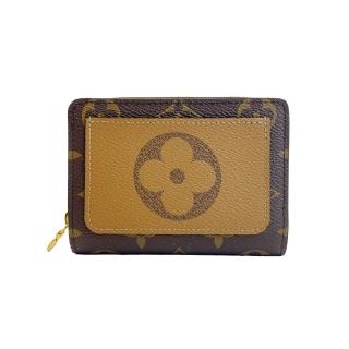 【Louis Vuitton 路易威登】LOU 經典老花 棕色 拉鏈短夾 錢包(M81461)