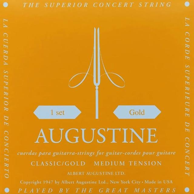 【Augustine 奧古斯汀】Classic Gold 奧古斯丁 經典金 中/中低張 古典吉他弦(原廠公司貨 商品保固有保障)