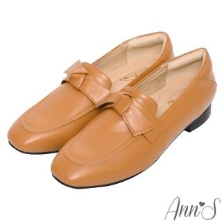【Ann’S】氣質形象-單結小方頭平底樂福鞋-版型偏小(棕)