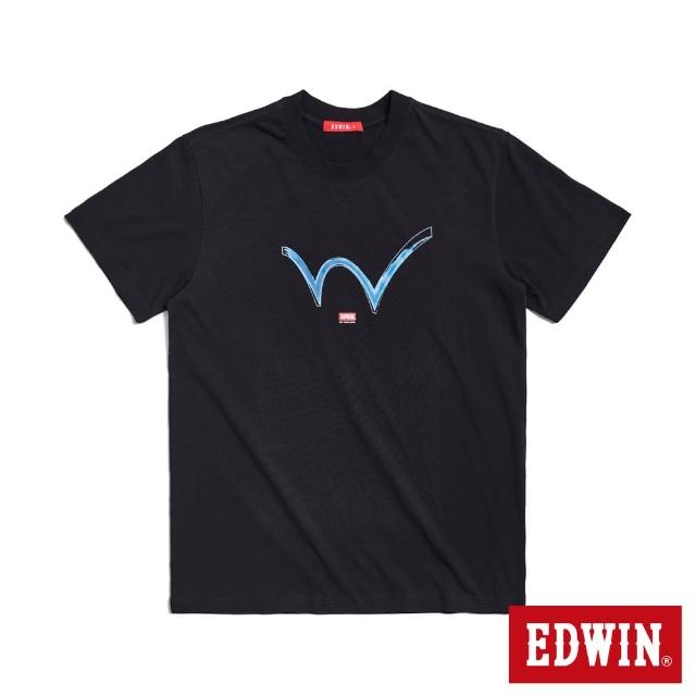 【EDWIN】男裝 人氣復刻款 顏料W LOGO短袖T恤(黑色)