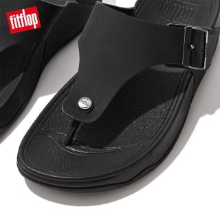 【FitFlop】TRAKK II MENS BUCKLE LEATHER TOE-POST SANDALS扣環皮革造型夾涼鞋-男(黑色)