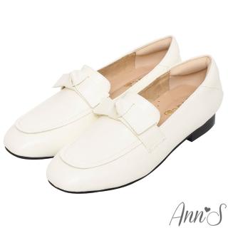 【Ann’S】氣質形象-單結小方頭平底樂福鞋-版型偏小(白)