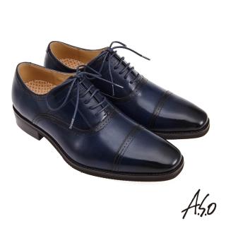 【A.S.O 阿瘦集團】活氧氣墊橫飾綁帶牛津紳士鞋(深藍色)