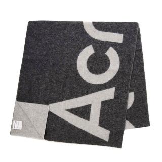 【Acne Studios】經典 LOGO 大字 黑白 雙色 羊毛 混紡 圍巾 披巾(FNUXSCAR000125BLACK)