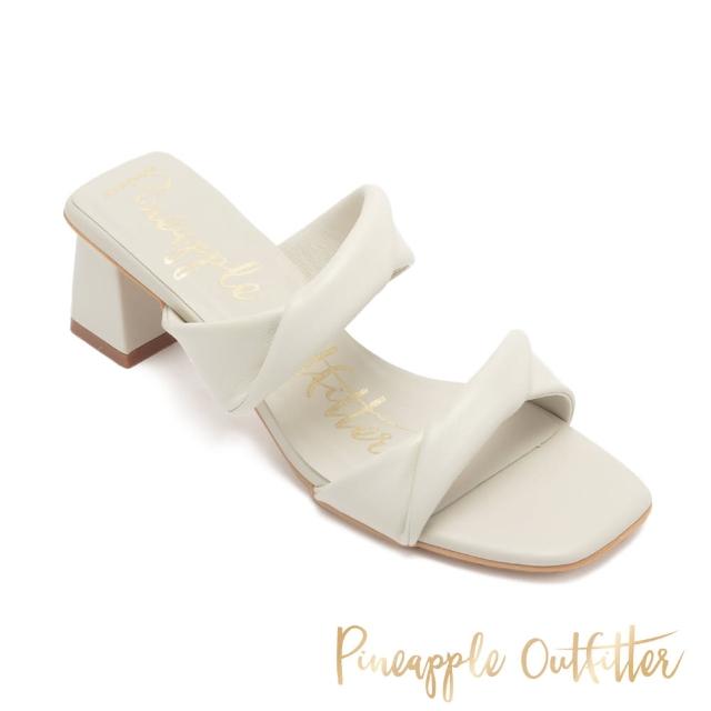 【Pineapple Outfitter】RICARDA 羊皮扭結中跟涼鞋(白色)