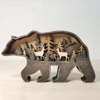 【JEN】木質雕動物造型擺飾工藝品1入(4款可選無燈串)