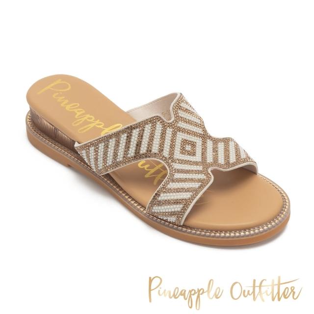 【Pineapple Outfitter】RASHA 亮鑽楔型拖鞋(白色)