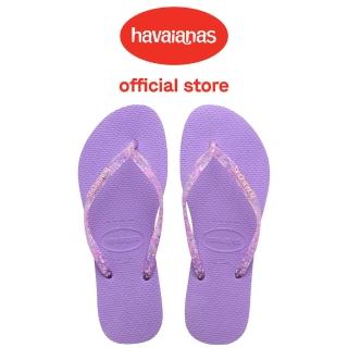 【havaianas 哈瓦仕】拖鞋 女鞋 夾腳拖 閃亮 果凍 Slim Logo Metallic 紫色 4119875-1801W(哈瓦士)