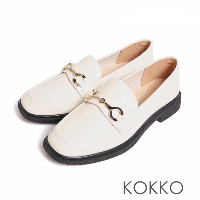 【KOKKO 集團】韓系歐膩方頭軟Q平底樂福鞋(白色)
