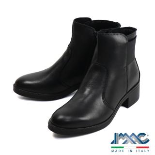 【IMAC】內側拉鍊俐落風格真皮短靴 黑色(255380-BL)