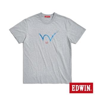 【EDWIN】男裝 人氣復刻款 顏料W LOGO短袖T恤(麻灰色)