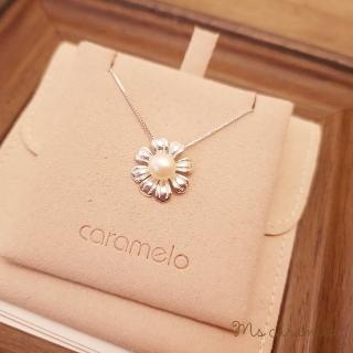 【焦糖小姐 Ms caramelo】925純銀 5-6MM 淡水珍珠項鍊(小花朵珍珠項鍊)