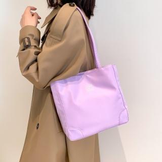 【Abigail】日系簡約側肩包手提包托特包購物包防潑水6905(紫色)