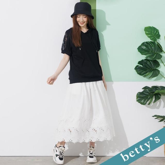 【betty’s 貝蒂思】優雅鬆緊綁帶蕾絲長裙(白色)