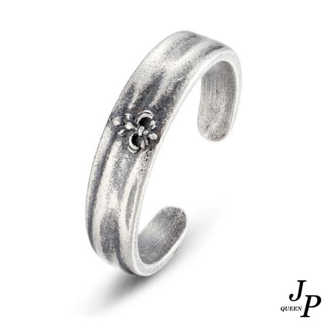 【Jpqueen】復古花紋路精緻雕刻開口戒指(白金色)
